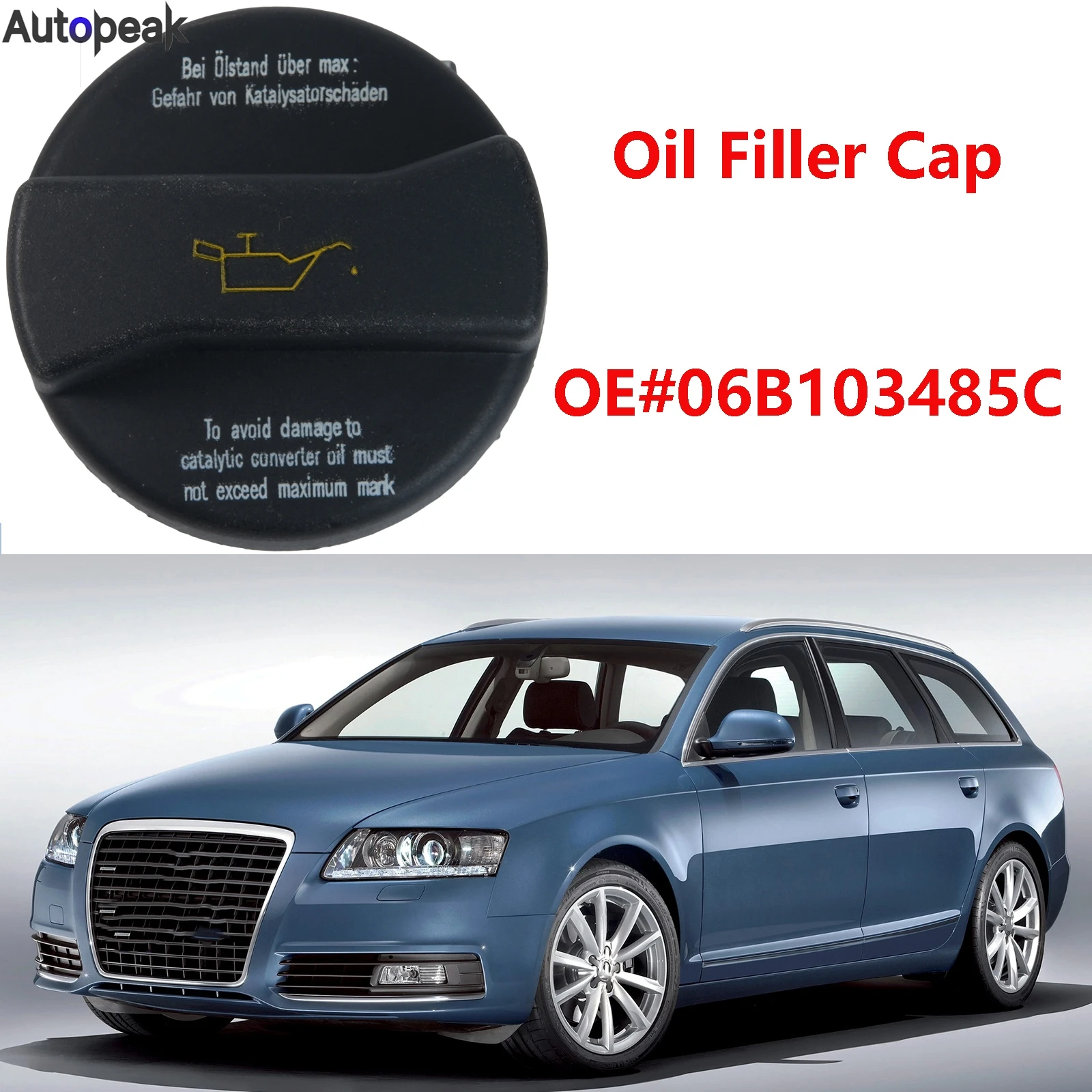 

For Audi A1 A2 A3 A4 A6 A8 Q7 COUPE 50 80 100 200 QUATTRO TT RS2 RS3 RS6 RSQ3 S6 TTRS V8 Engine Oil Filler Cap 06B103485C