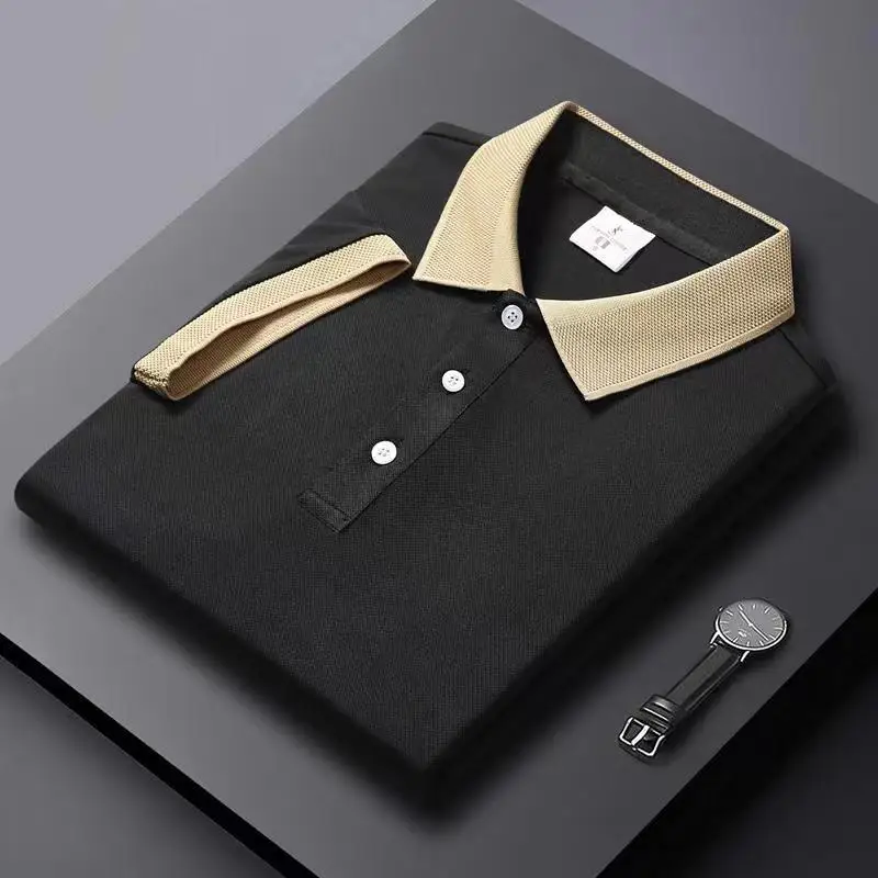 

Men'S Summer Slim Polo Shirt High Quality Short-Sleeved Breathable Tops Business Casual Polo Shirt Korean Version Of The Tops