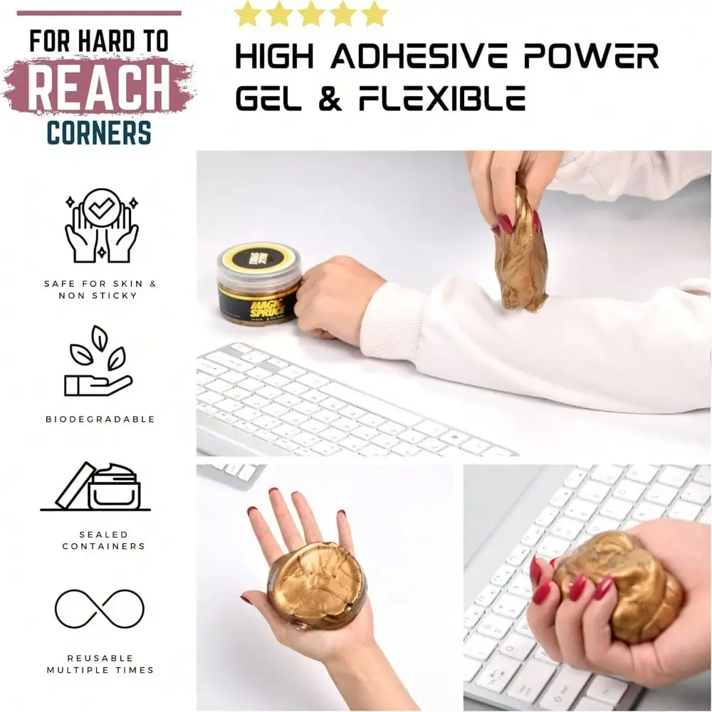 Autoreinigingsgelkit - Geurende herbruikbare detailleringsplamuur, dashboard/ventilatie/toetsenbordstofverwijderaar voor auto/pc