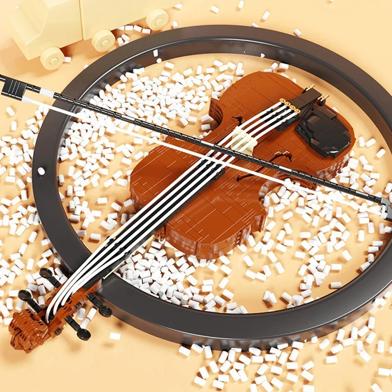 Creative Classic Idea Artist Violin Building Blocks Collection Musical Instrument Model Assembly Bricks Toys Childrens Girl Gift