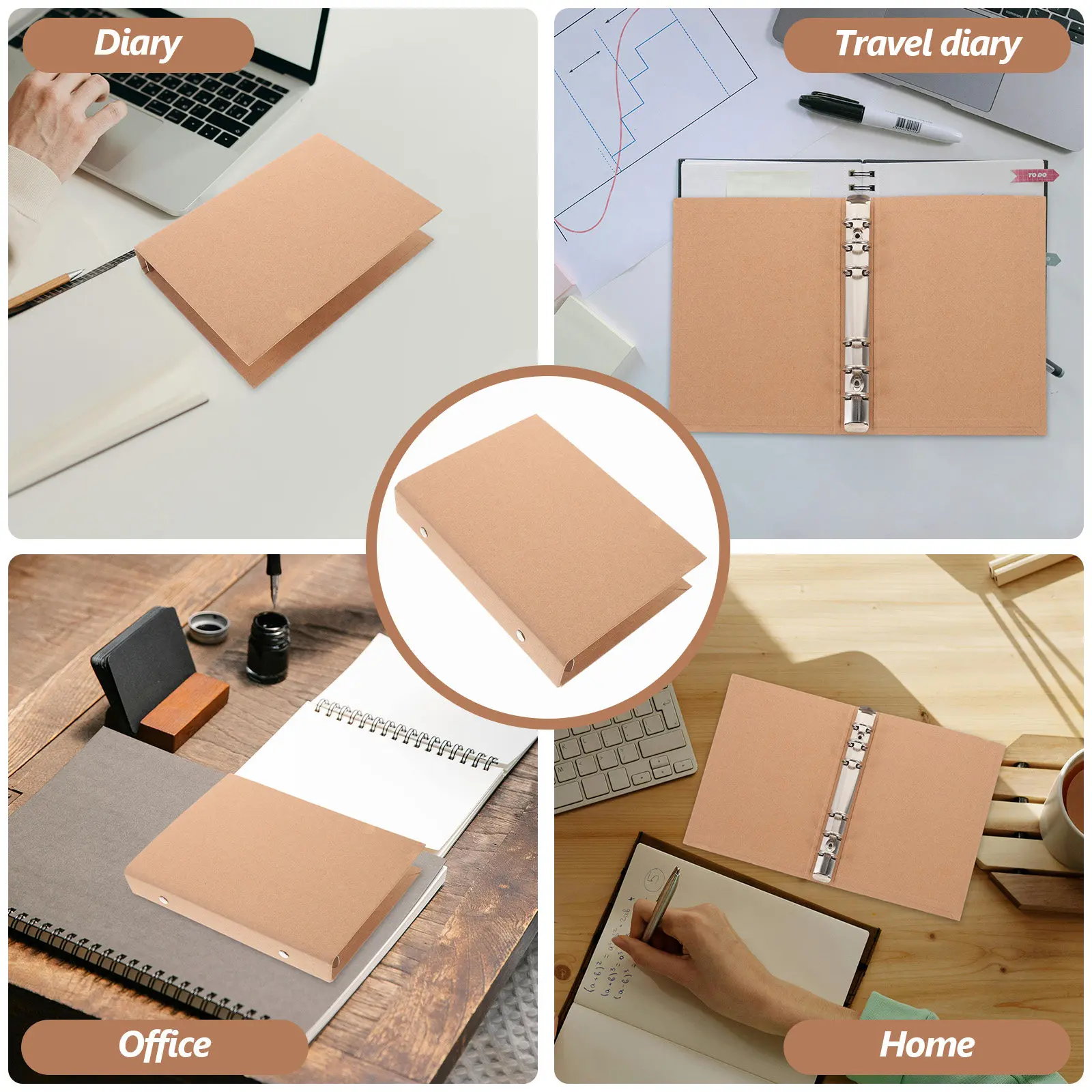 A6 Vintage Kraft Paper Binder Cover Notebook Shell for Journal Planner Travel Diary Study Notes Creative Writing Sketching