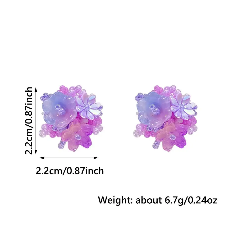 Pendientes de flores de dopamina a la moda estilo de vacaciones romántico dulce niña tachuelas florales accesorios de joyería de oreja de resina para mujer