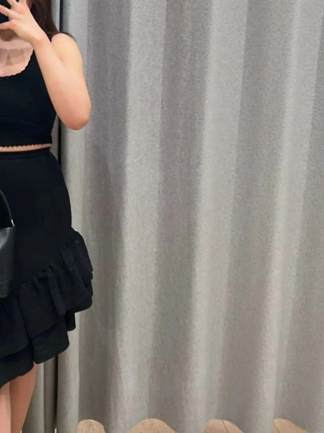 

Spring/Summer Women Square Neck Asymmetric Ruffle Knit Set Sleeveless Slim Top + High Waist Elegant Casual Midi Skirt