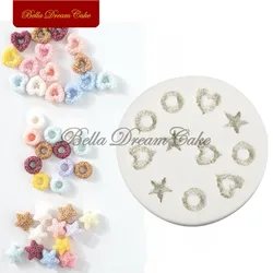 Mini Round/Star/Heart Shape Cereal Donut Silicone Mold 3D Fondant Chocolate Mould Cake Decorating Tools DIY Clay Model Bakeware