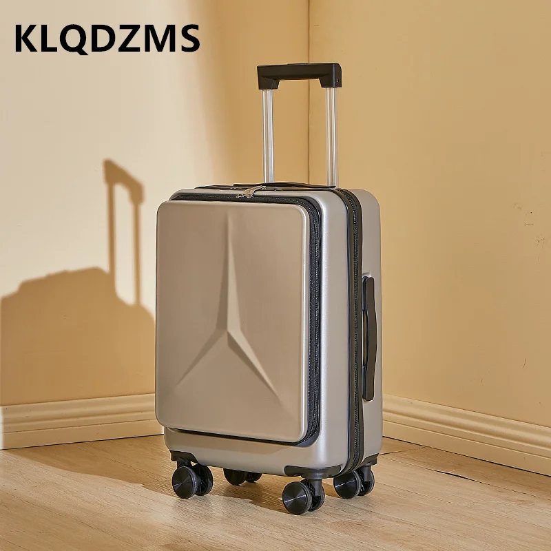 Klqdzms-USB充電付き旅行用ラゲッジ、キャビン荷物、フロント開口部、ラップトップトロリーケース、20 \