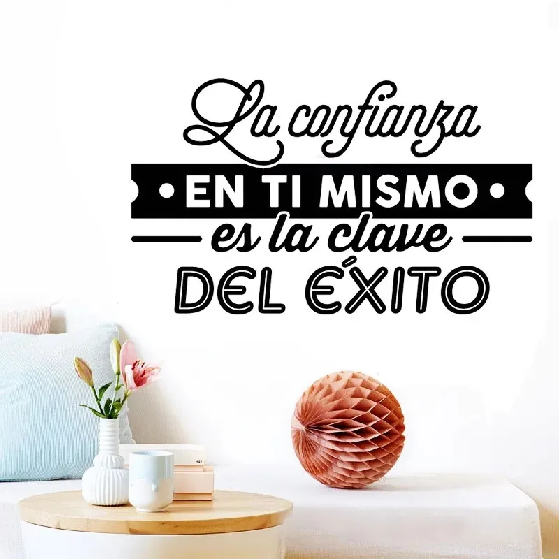 Spanish Inspirational Quote Vinyl Wall Stickers La Confianza En Ti Mismo Wall Decals For Kids Room Art Decor