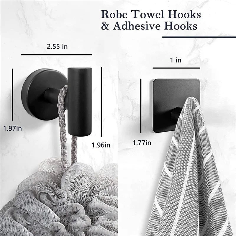 ABCL 14-Pieces Matte Black Bathroom Accessories Set, Stainless Steel Bathroom Hardware Set, Bath Towel Bar Set,