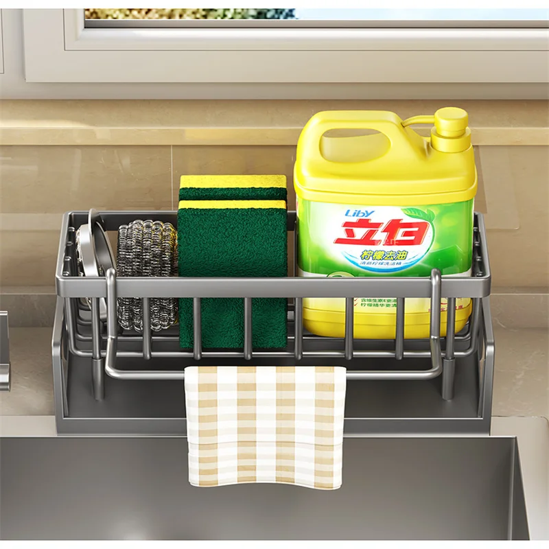 1PC Compact Tap-Mounted Spice Shelf – Sink Organizer with Drainage Rack – Space-Saving Kitchen Storage for Utensils/Accessories