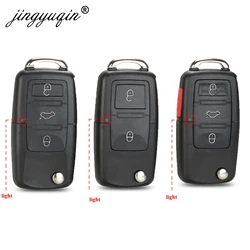 Jingyuqin Uncut Blade 2/3/4 BTN pieghevole Flip Remote Key Fob Case Shell per VW Golf Passat Polo Jetta Touran Bora Sharan