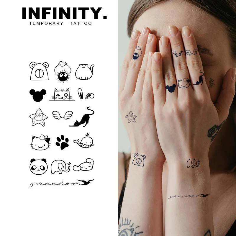 Cute animals temporary tattoo sticker, waterproof magic tattoo, lasts to 8-15 days fake tattoo, semi permanent tattoo