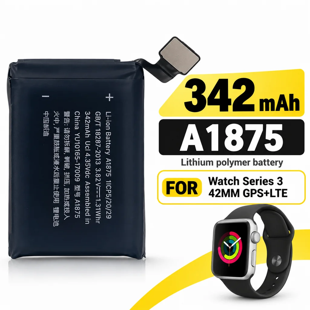 342mAh A1875 Replacement Smartwatch Battery for Apple Watch Series 3 GPS+LTE 42mm with Tools