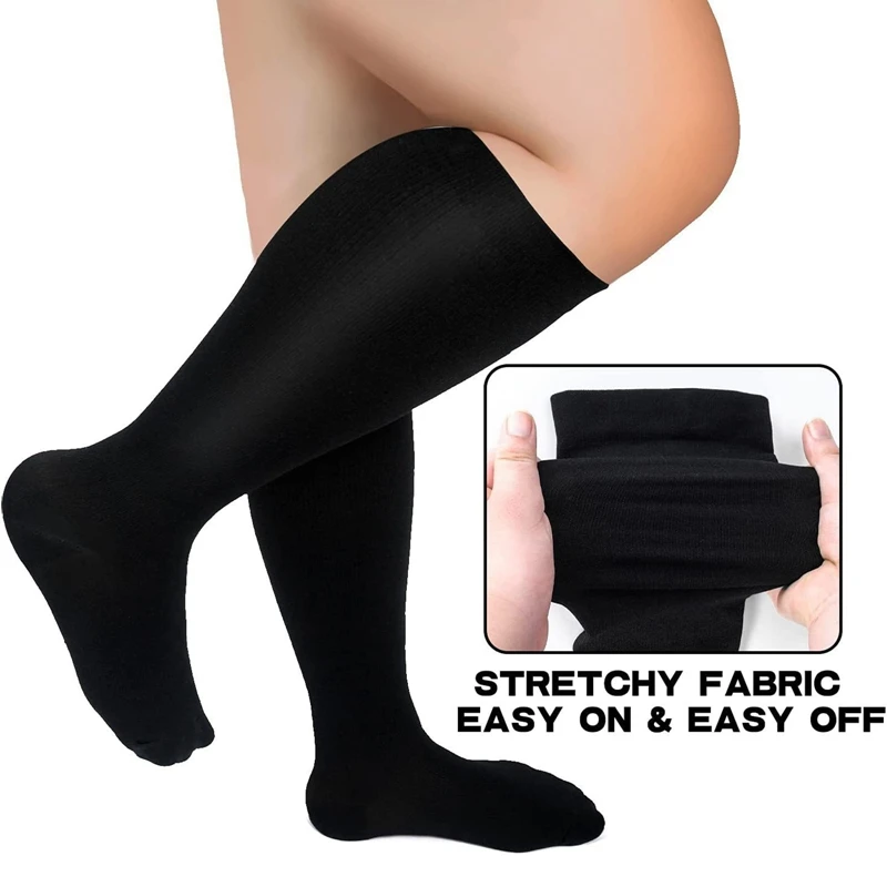 Calze a compressione Unisex da donna da uomo Plus Size calze elastiche al ginocchio calze di supporto per vene Varicose per la corsa sport escursionismo