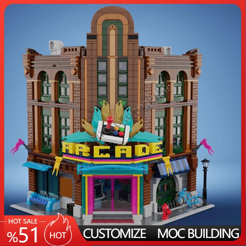 

3345 PCS MOC City Retro Arcade Modular Street Views Model Building Blocks Stacking Brick Creative Kid Diy Educational Toys Gifts