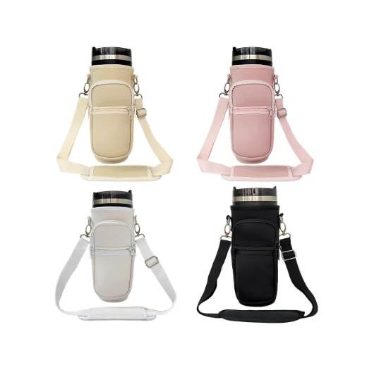 

Adjustable strap neoprene 40oz carrier sleeve pouch tumbler holder sling with phone pocket
