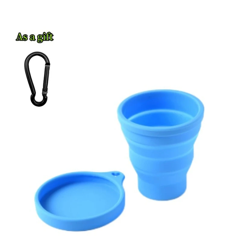 180ML Folding Cup Mini Retractable Cup Silicone Portable Teacup Outdoor Travel Coffee Telescopic Drinking Mug with Lid