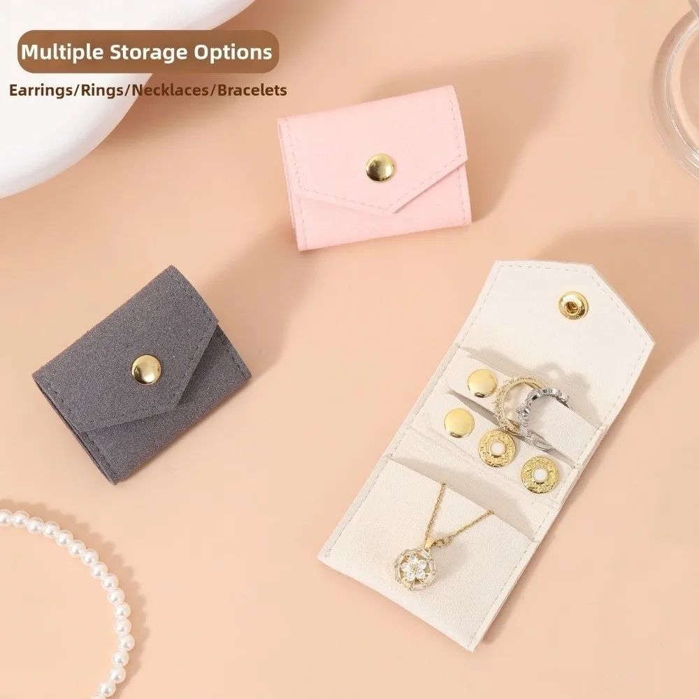 Microfiber Velvet Mini Jewelry Display Bag Foldable Container Necklace Ring Packing Bag Small Storage Case Earrings Organizer