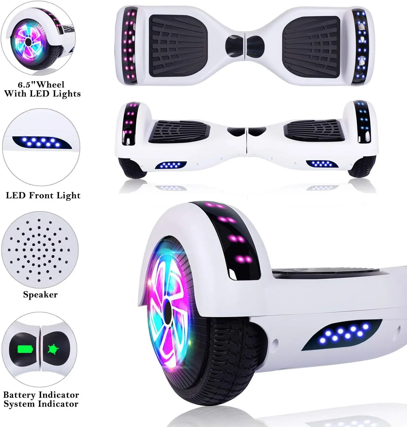 Infinity Wheel, Transparent Flashing LED Light Hoverboard, Self Balancing Scooter with Built-in Balanc