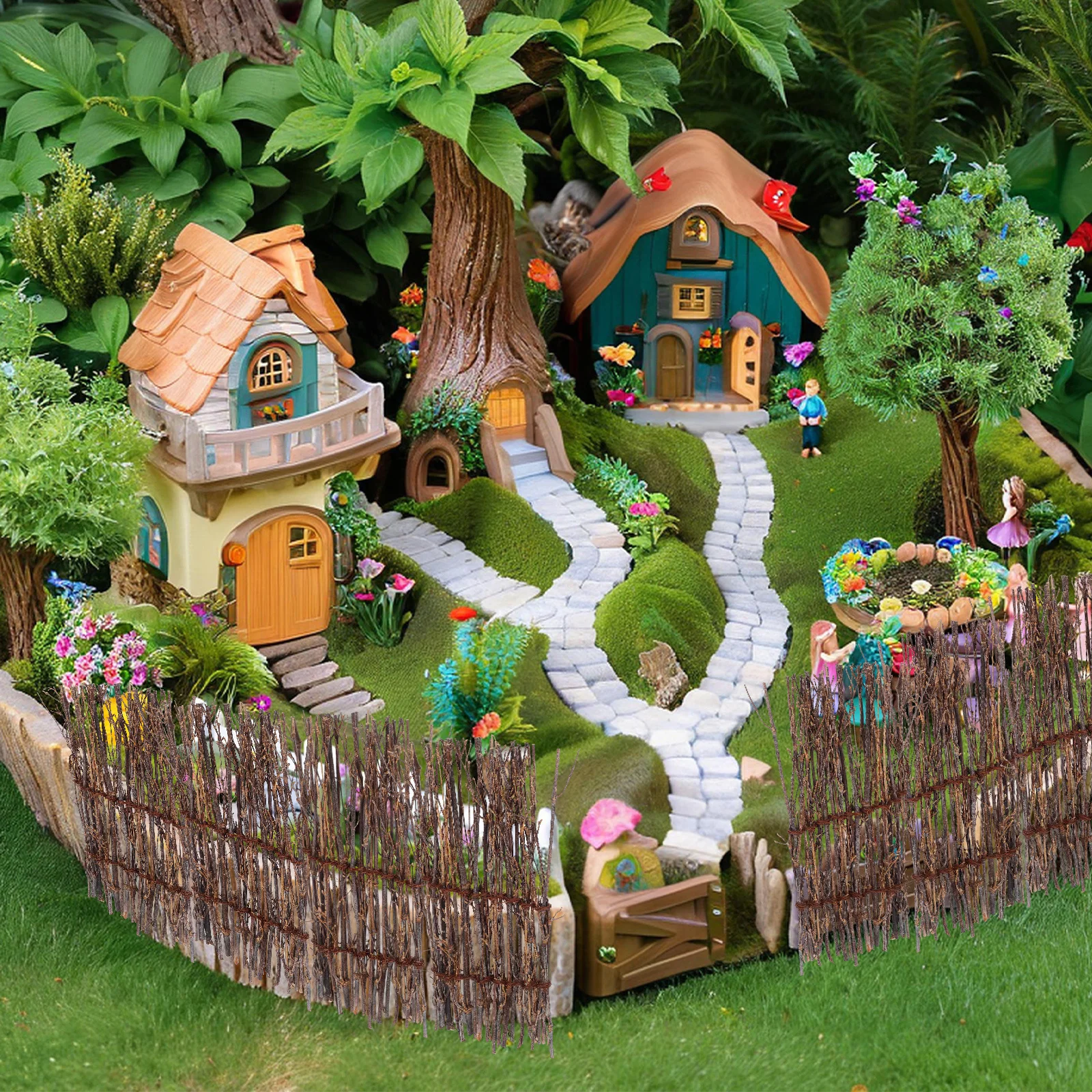 

9pcs Bamboo Mat Mini Garden Decor Prop Micro Landscape Decoration Sashimi Plate Mat Handmade Japanese Sushi Tray Bonsai