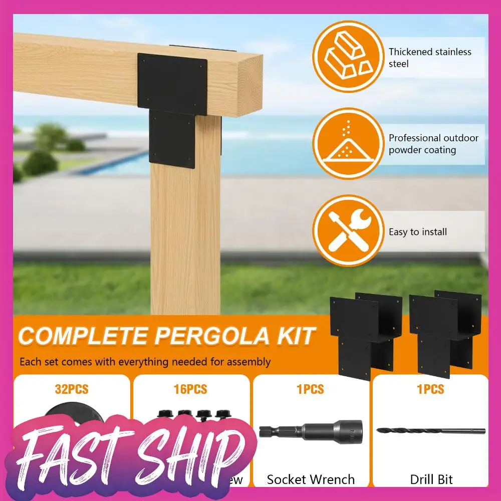 

2 Pack Post Caps Tie Brackets 6x6 (Actual 5.5x5.5in) Post Anchor Inside Mount Bracket for Gazebo Deck & Porch Post To Beam