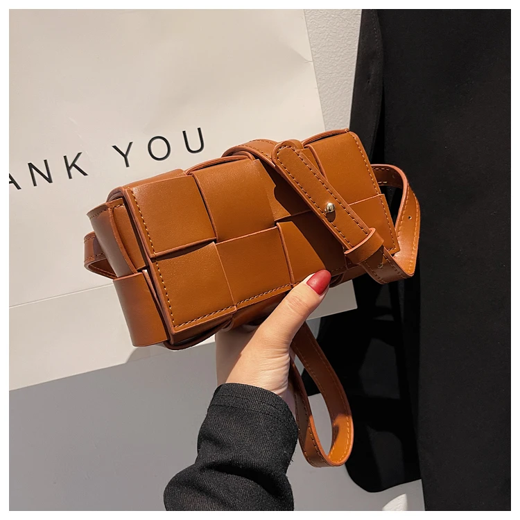 Luxury Leather Woven Small Waist Bags For Women Luxury Brand Shoulder New Trend Women Hand Bag 2023 Messenger bag Female