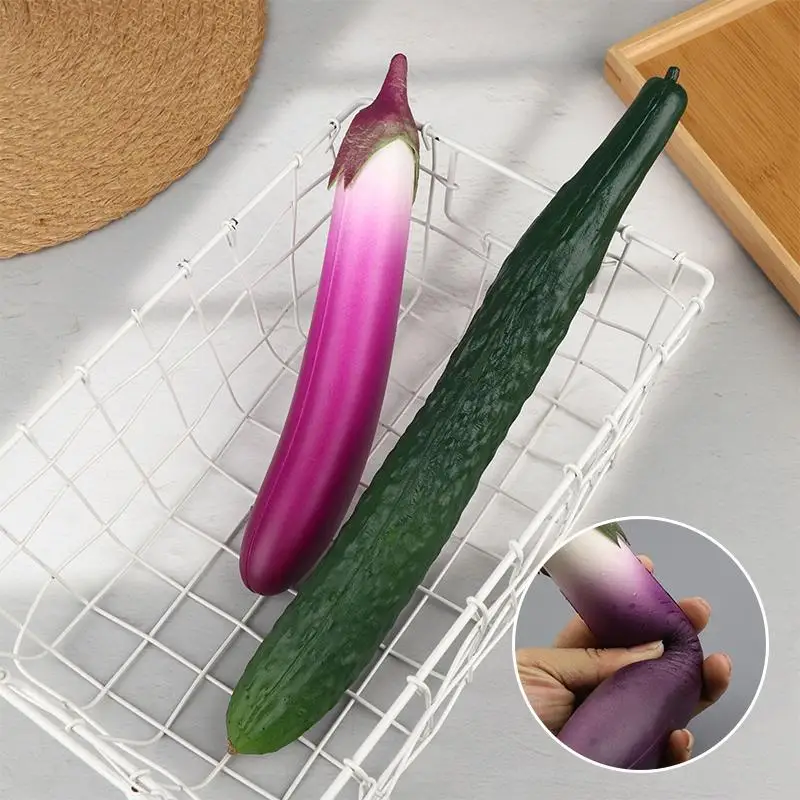 Realistic Fake Aubergine Cucumber  Decorative Simulation Vegetables for Food Photo Props Restaurant Dining Table Scene Decor