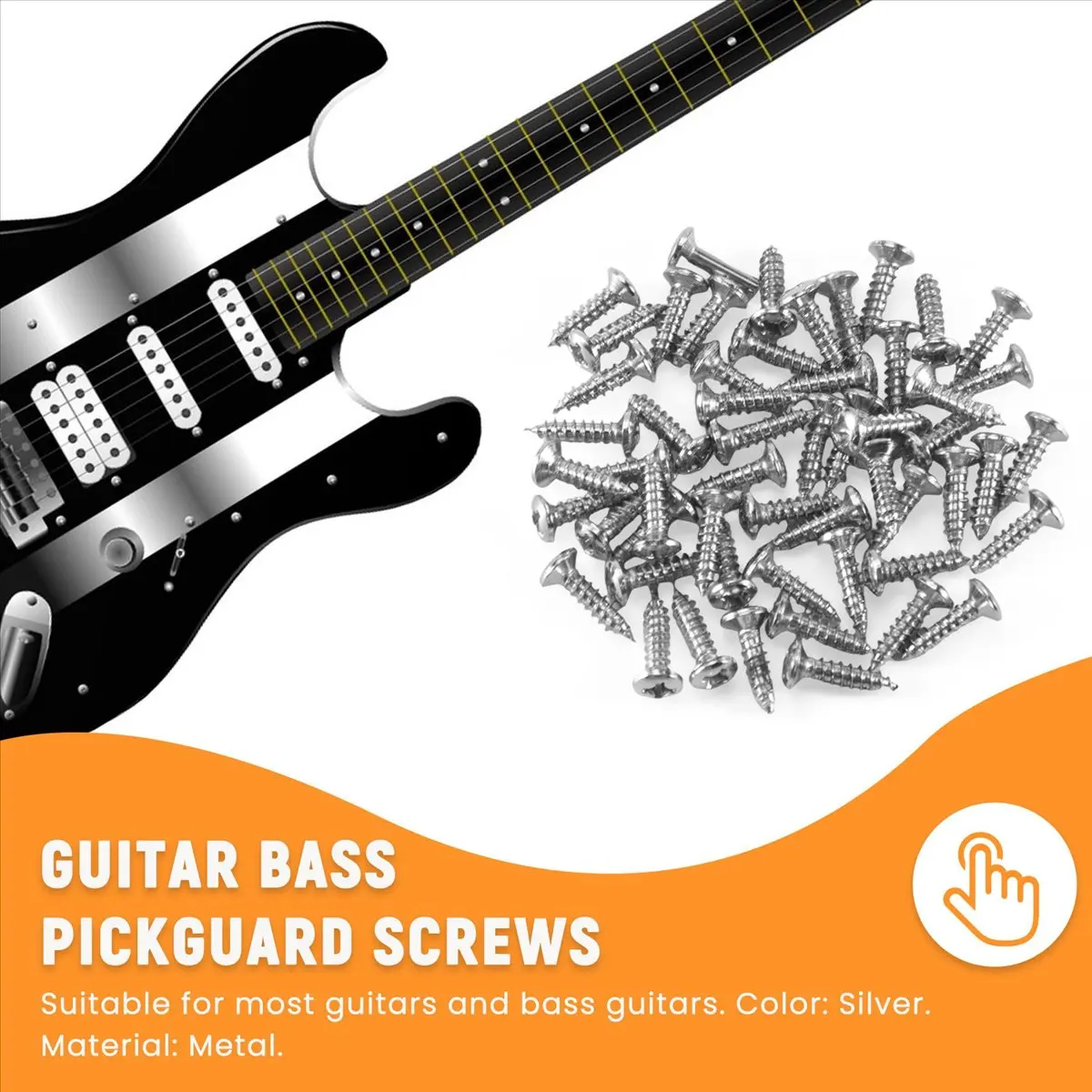 *ABHW 50x Guitar Bass Screws Parts for Scratchplates Pickguard, Silver