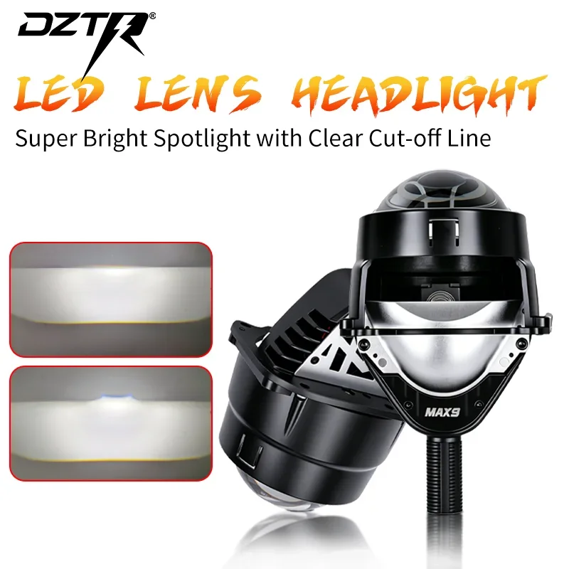 

DZTR 1/2pcs 2.5 Inch LED Projector Lens H4 H7 6000K 9005/HB3 9006/HB4 Universal Car Modified lens Headlight High Low Beam