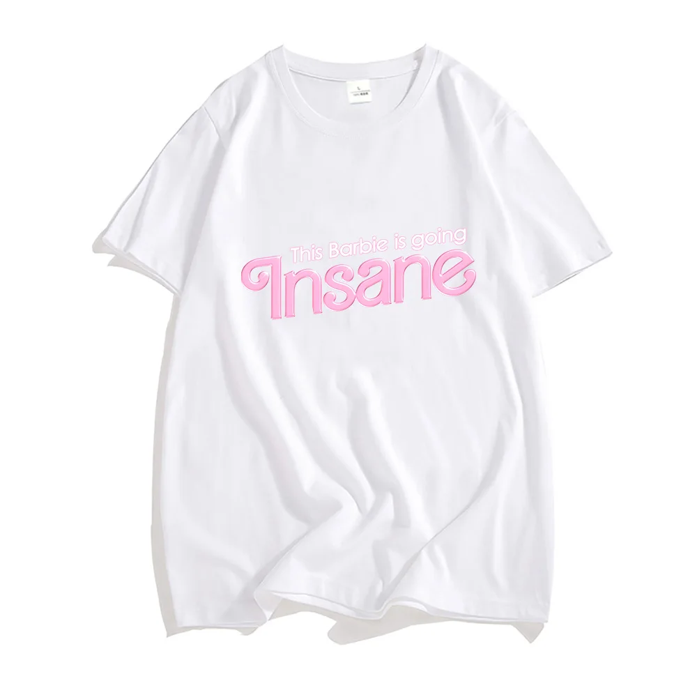 Going Insane Barbenheimer Hot Pink T-shirts 100% Cotton Tees Summer Loose T Shirts Casual O-neck Clothes Short Sleeve Tee-shirt