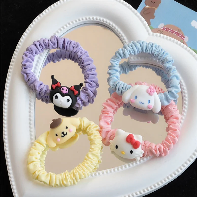 Sanrio Kawaii POMPOMOURIN Cinnamon Roll KuromPochacco Girls Hair Bands Cute Cartoon Hair Rope Elastic Headband Hair Holiday Gift