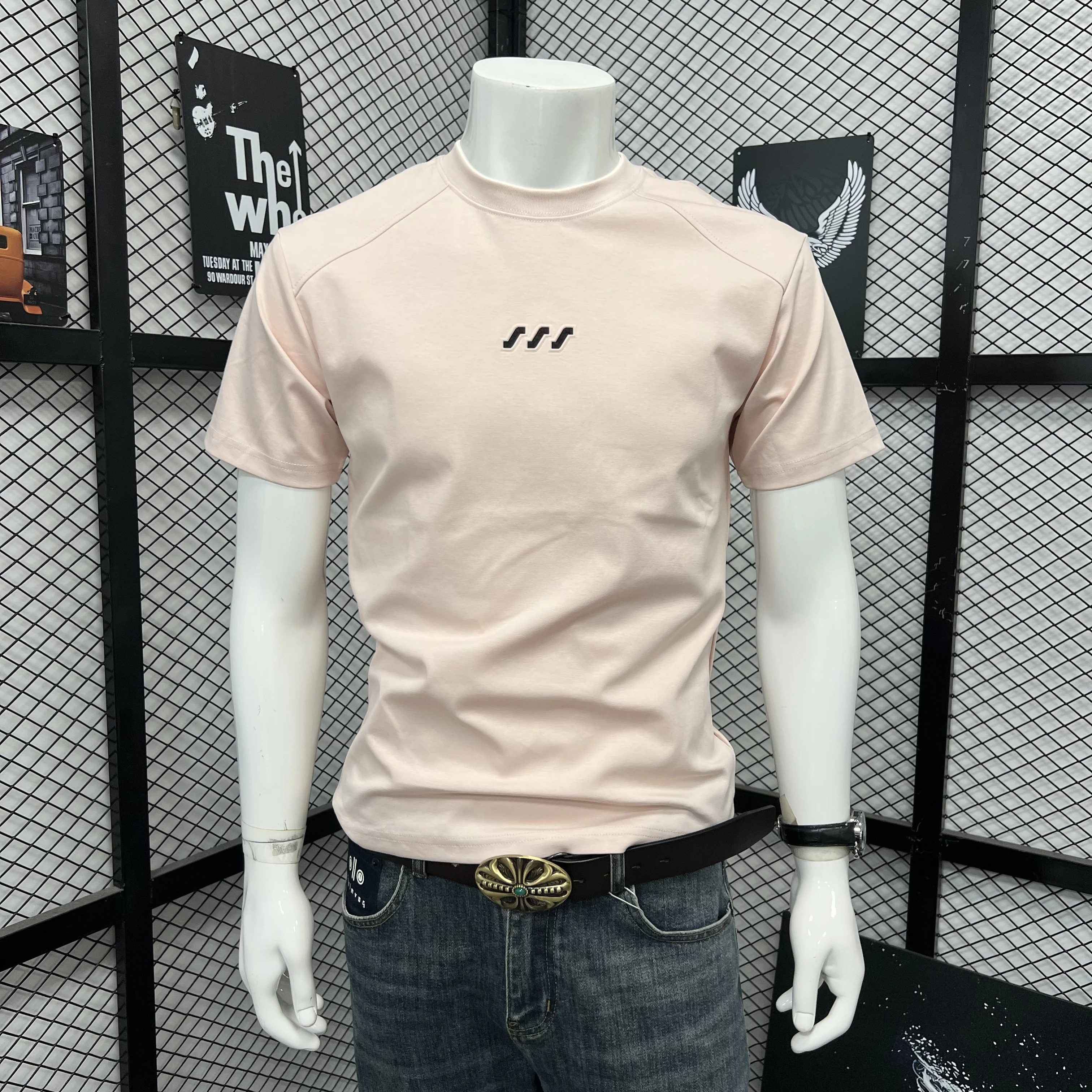 Men Crew Neck T Shirt Summer New Minimal 3D Geometric Print Tees Loose Fit Breathable Casual All Match Short Sleeve Tops Clothes