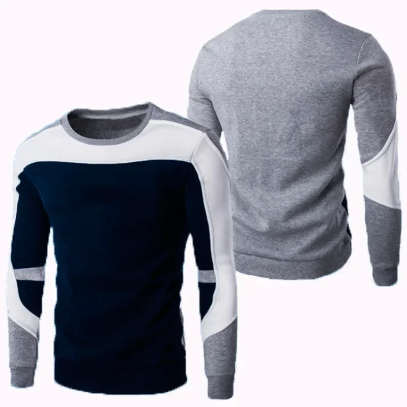 New Men Spring Autumn Sports Sweatshirt O-Neck Patchwork Slim Fit Long Sleeve Pullover Casual Running Tops Shirt Male Clothes