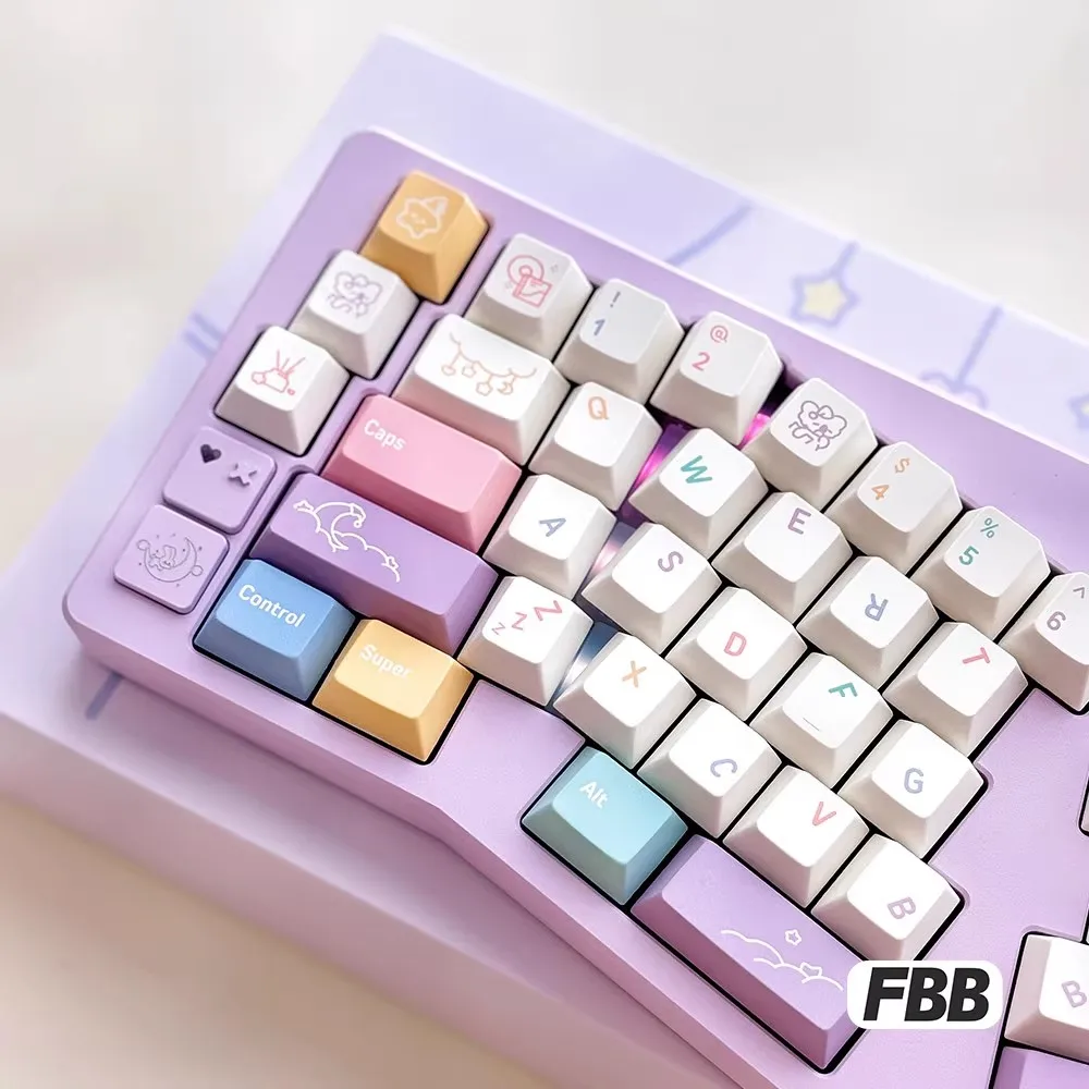 FBB Keycap Happy Typing PBT Dye-Sub مخصص الكرز الشخصي للوحة المفاتيح الميكانيكية للألعاب Mx Cherry Switch 60 75 80 100%