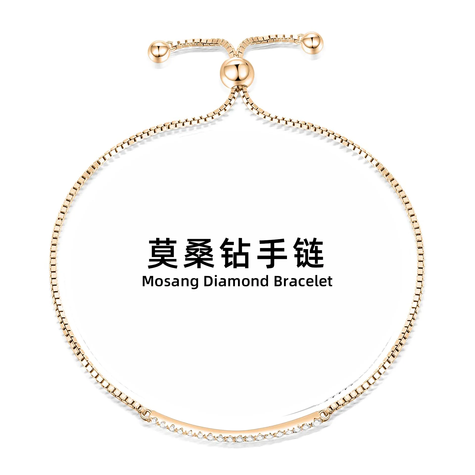 

S925 pure silver plated 18K gold PT950 platinum D-color moissanite diamond bracelet pure silver niche fashion silver jewelry