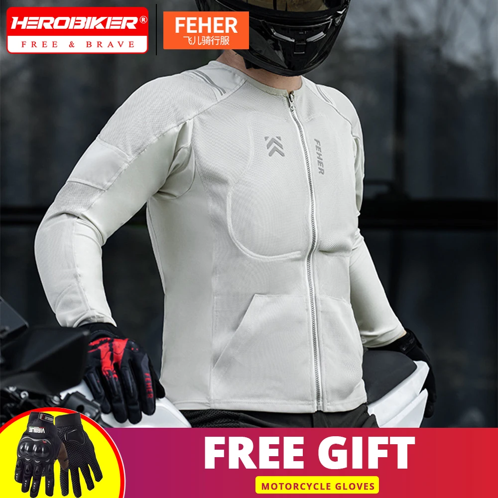 

FEHER Summer Motorcycle Jacket Breathable Mesh Motorcycle Soft Armor Men's Anti-drop Quick-drying Armor Jacket CE Certification