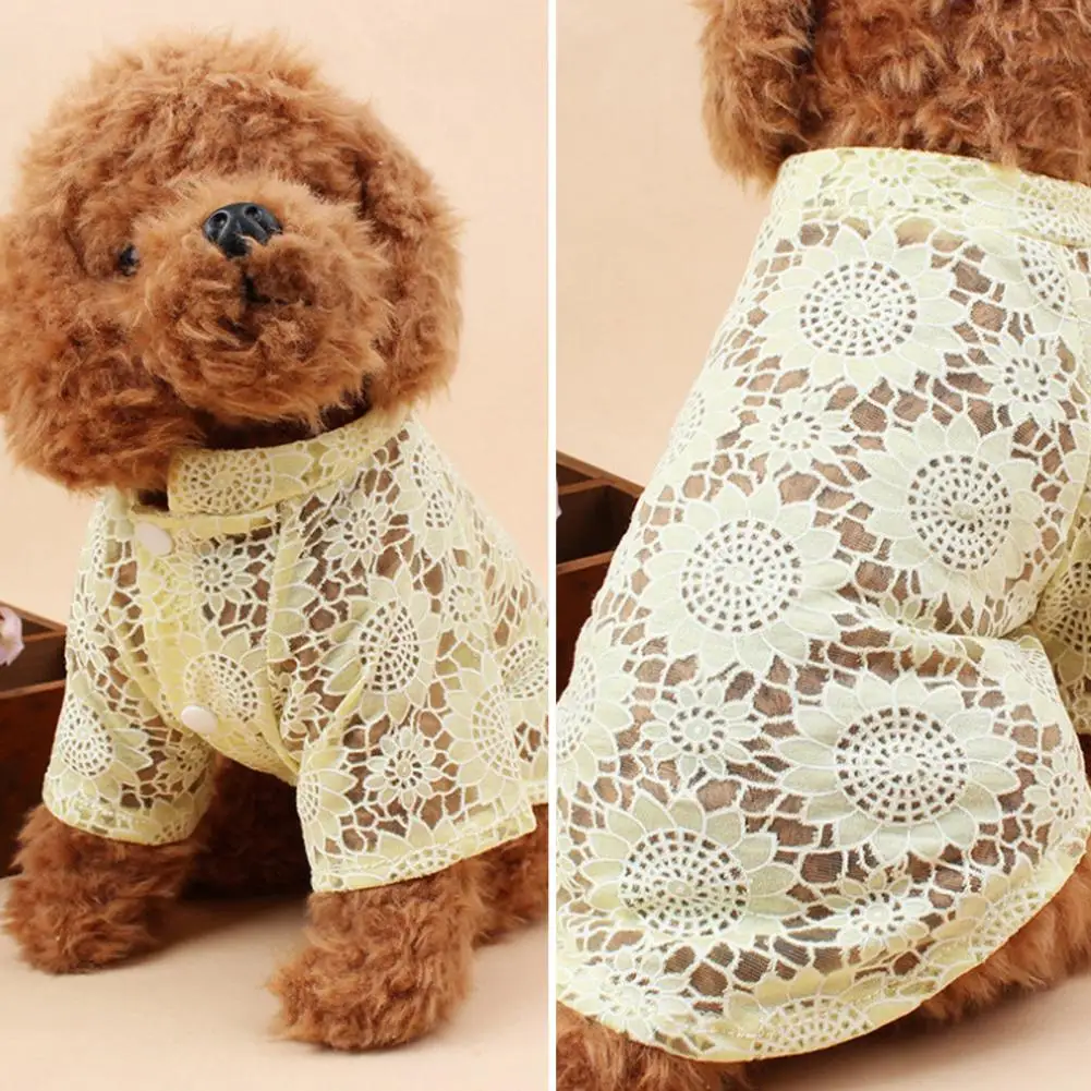 Soft Pet Clothing Summer Lace Hollow Pet Clothes Soft Breathable Dog Clothing for Spring Summer Comfortable Hollow-out Bottom