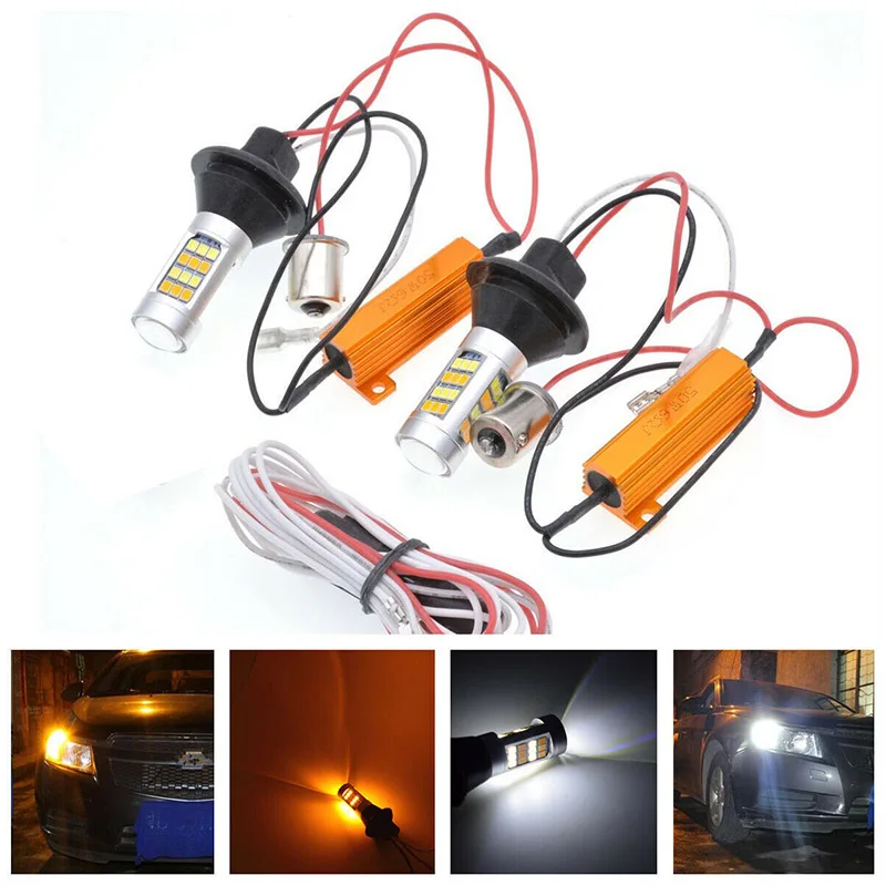 

Amber-White Switchback Lights BAU15S Automotive Lighting LED Turn Lights 1156 DRL Lights For Replacement Bulb Enhance