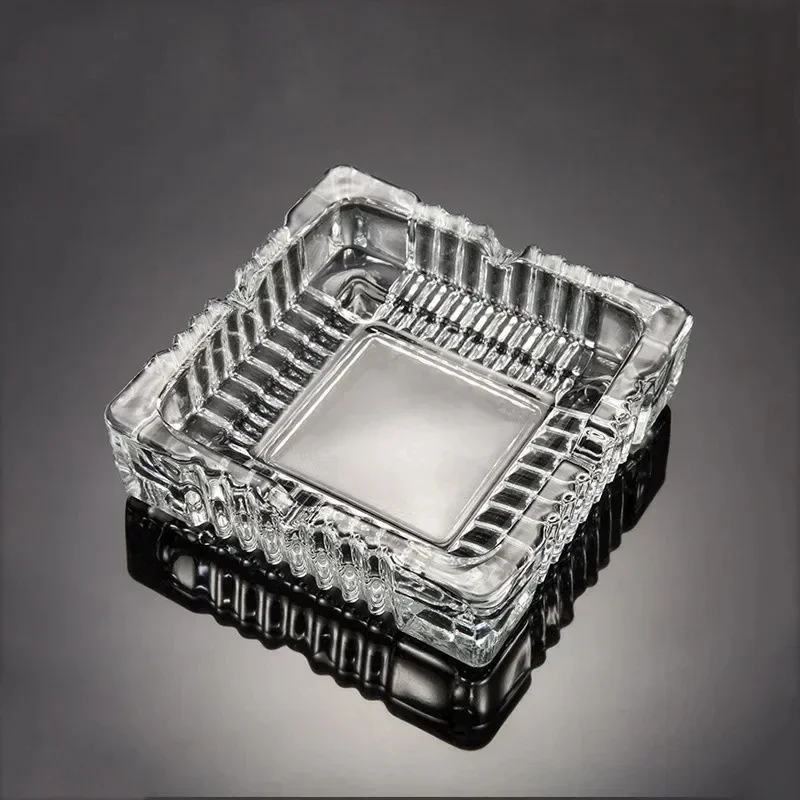 Crystal Clear Four Square Glass Ashtray, Modern and Elegant for Smoking Lovers Household Living Room And Office Supplies