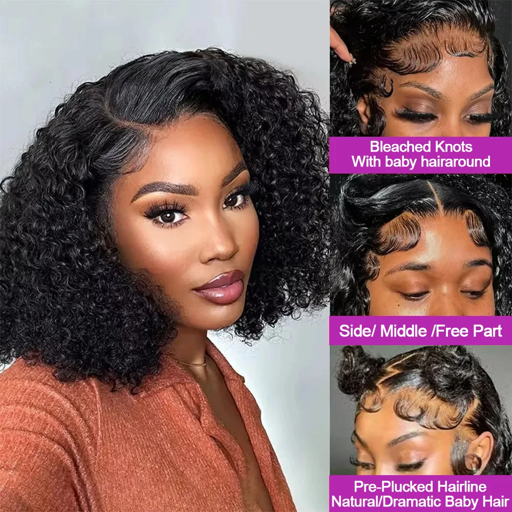 Pre Cut No Glue Deep Wave Lace Frontal Wigs For Women 7x5 13x4 Glueless Bob Wig Curly Human Hair Wigs 250 Density Ready to Wear