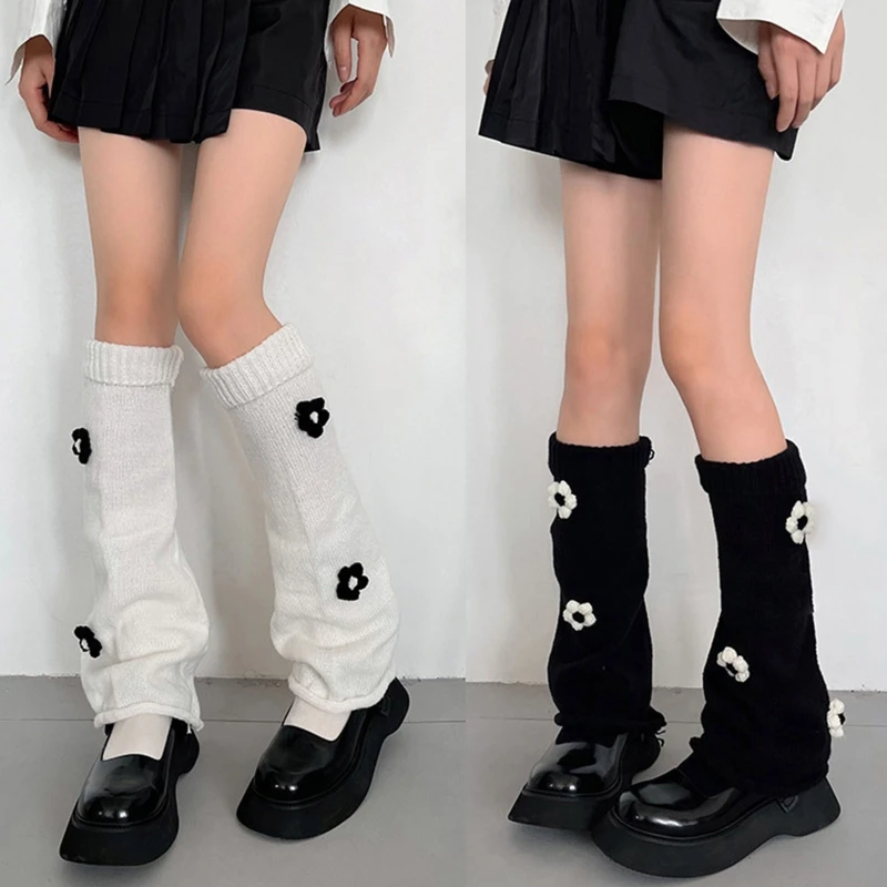 Calentadores piernas Harajuku japonés para otoño invierno, calcetines holgados con cubierta tubo para pierna, calcetines