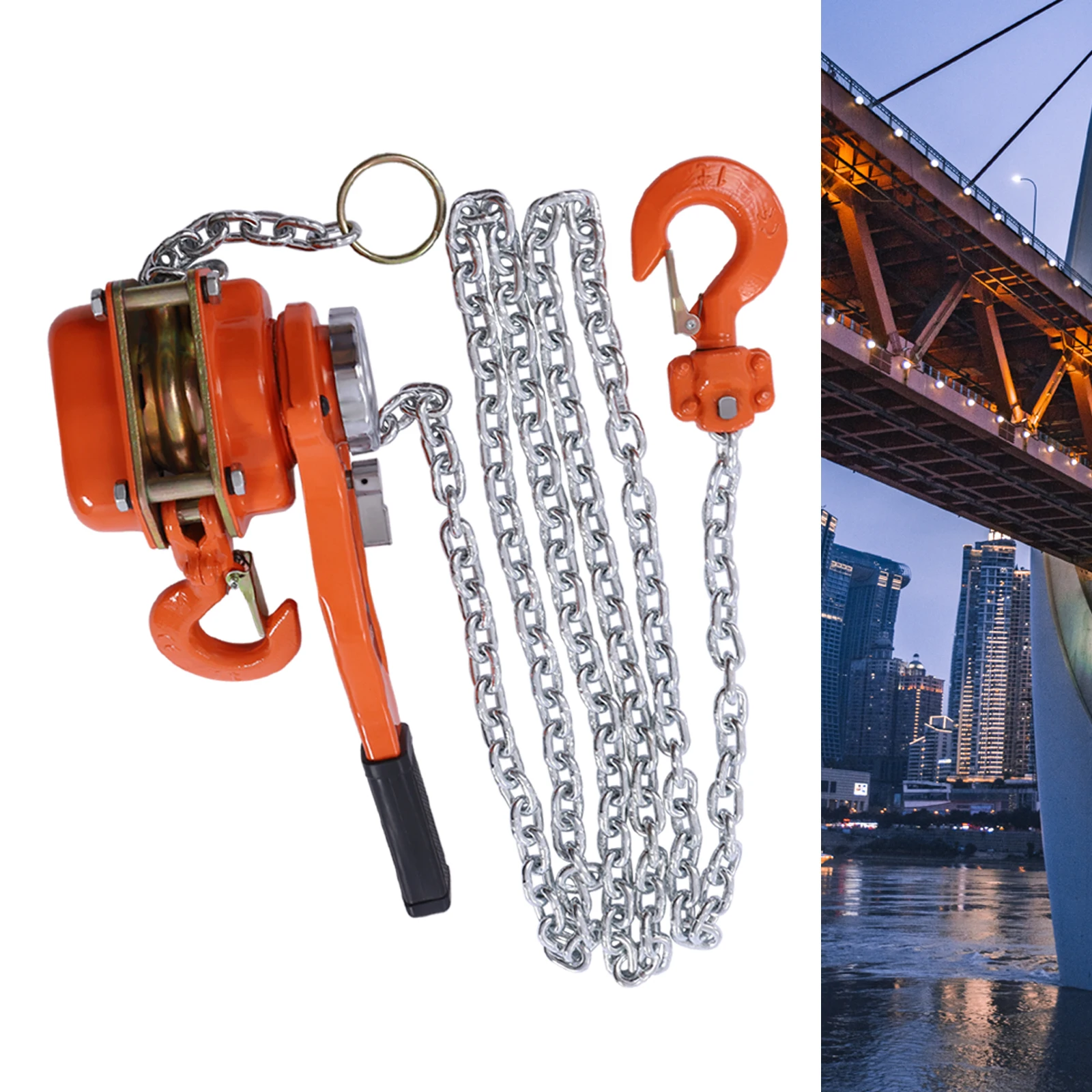 1650lbs Manual Chain Hoist, 10ft Lifting Height, Alloy Steel Shell, Safe to Use, G80 Manganese Steel Chain