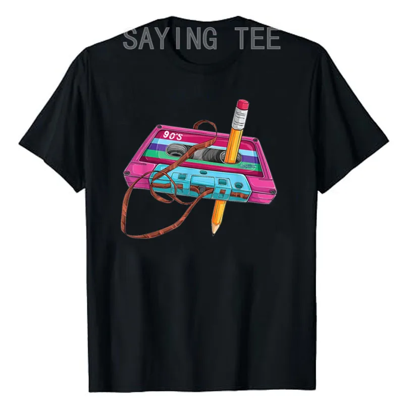 

Vintage Cassette Tape Pencil 90's Music Mixtape T-Shirt Retro Style Women's Fashion Clothes Short Sleeve Graphic Tee Tops Gifts