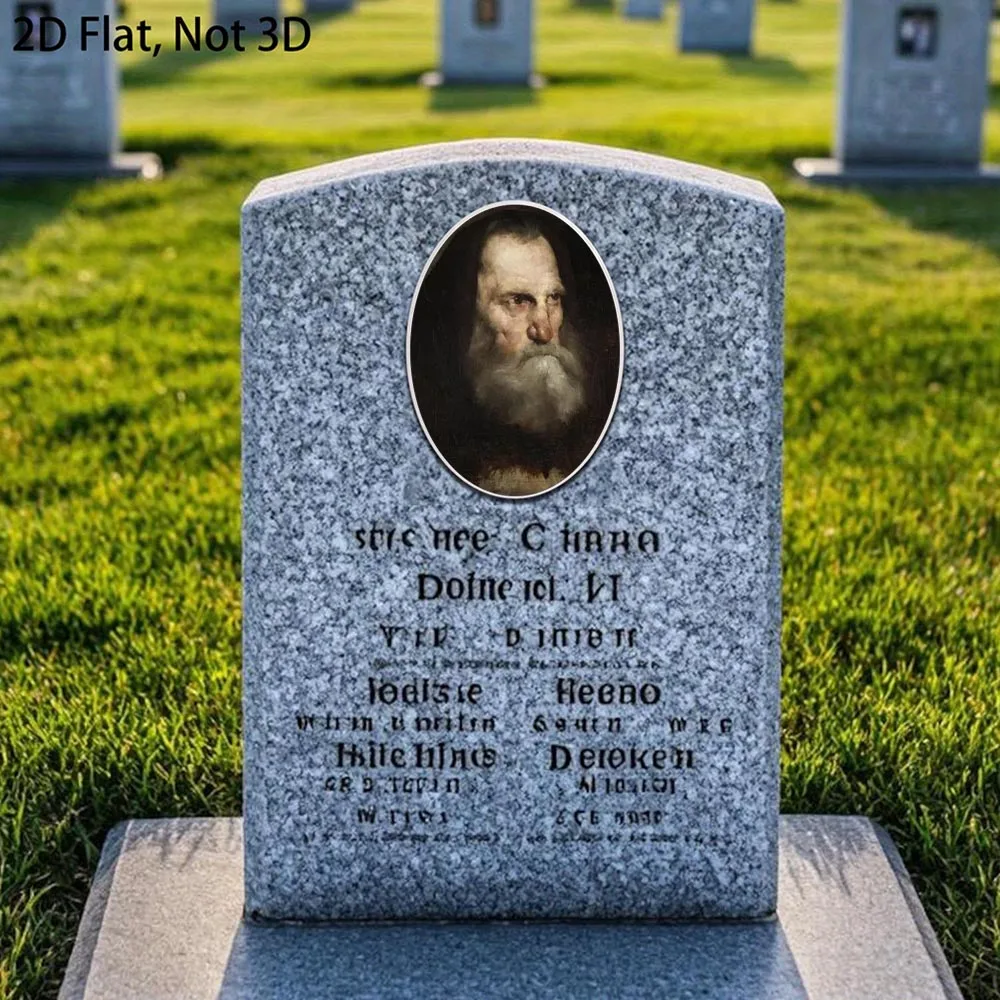 2D Flach, nicht 3D, 1 Stück, personalisiertes Foto-Gedenkstein-Fliese, ovaler Friedhofsstein für Feiertage, Friedhofsdekorationen