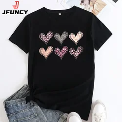 JFUNCY 2024 T-shirt damski Oversize Topy z krótkim rękawem Moda Graficzne koszulki Odzież damska T-shirty damskie Letnia koszulka damska