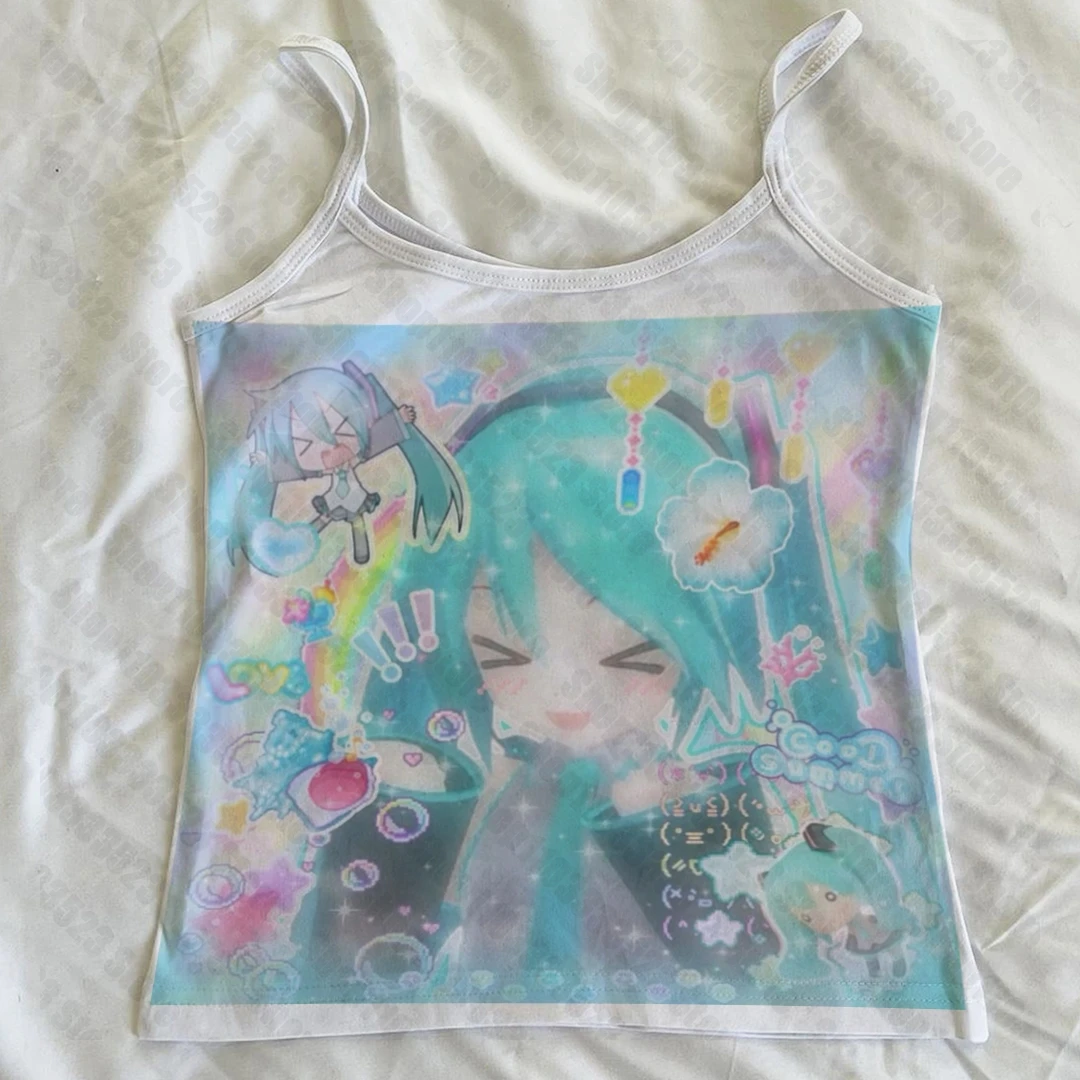 الجمالية لطيف الفتيات طباعة الطفل تانك النساء الملابس الشرير القوطية الجرونج الطباعة سليم تانك القمم المحاصيل القمم Y2k نمط الطباعة سترة