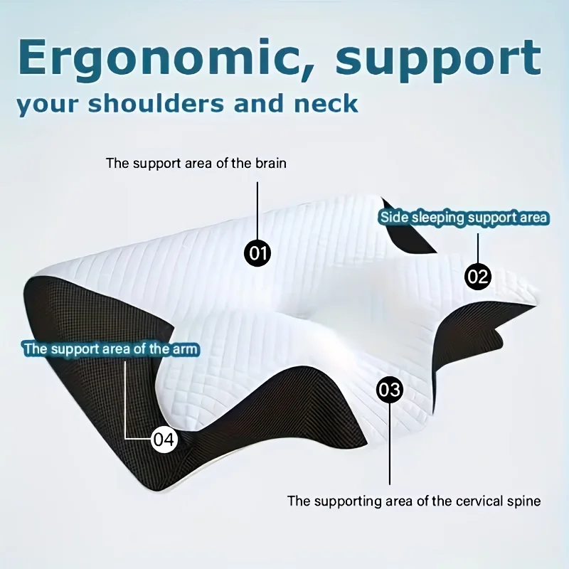 

Memory Neck Pillow Suitable for Side, Back, and Flat Sleepers Soft and Sturdy Support, Black, Shoulder Relaxation, Polyester