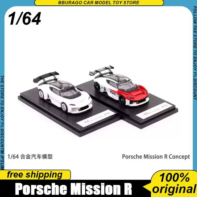 Krium 1:64 Réplica de Porsche Mission R de Metal Fundido a Presión, Modelo de Coche de Carreras Eléctrico con 2 Opciones de Diseño para Coleccionistas, Regalos de Juguete