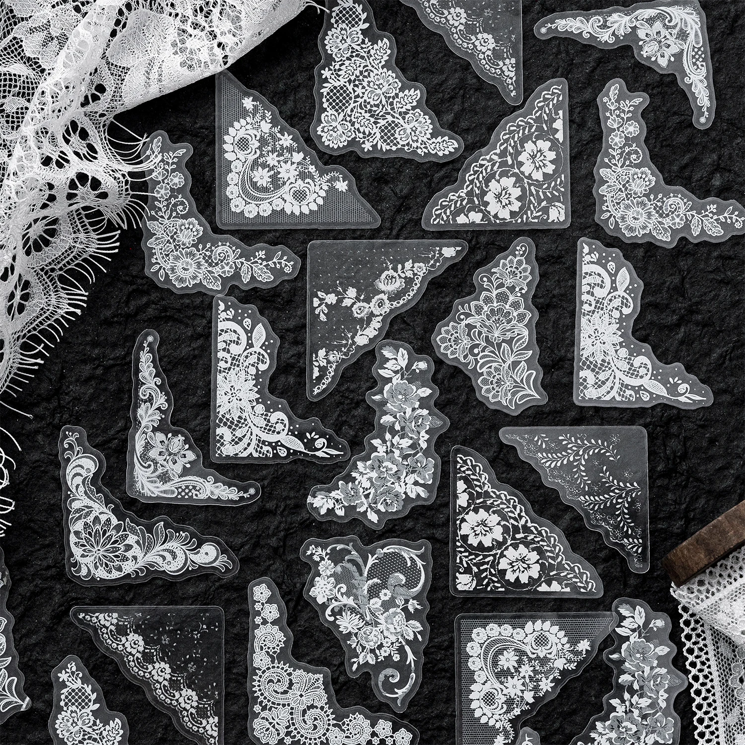 

30 шт. кружевных угловых наклеек серии Kawaii Lace Theme для творчества, декора дневников, альбомов, скрапбукинга и журналов
