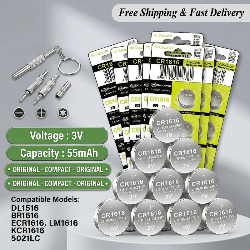 CR1616 3V Lithium Battery LM1616 DL1616 BR1616 Coin Cell for Car Key Remote Watch Calculator Toys Batteries 5-20PCS