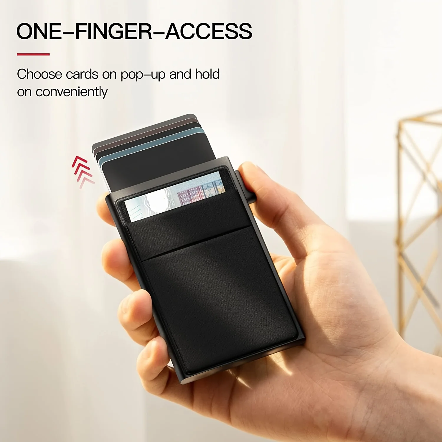 Stylish Slim Black Aluminum Alloy RFID-Blocking Wallet for Men - Ultra Thin Design for Maximum Security and Style