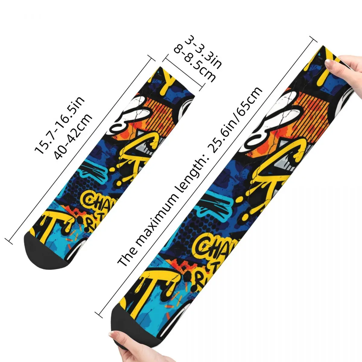 Vintage Bricks Paint Drips Words Men's Socks Graffiti Art Pattern Unisex Novelty Pattern Printed Crazy Crew Sock Gift